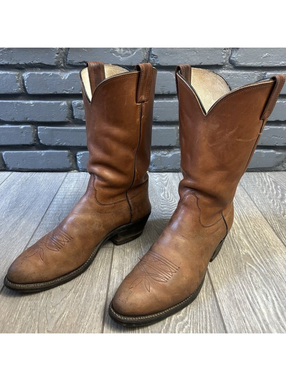 Olathe Vintage Oil Resistant Western Brown Cowboy Boots Mens 12 D